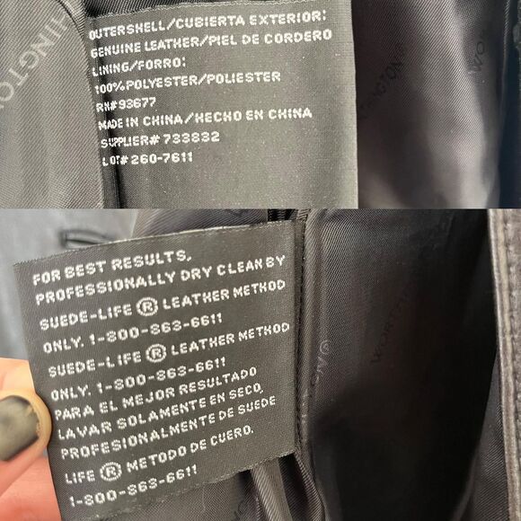 Vintage 90s/Y2K Worthington Women’s Genuine Lambskin Leather Black Trench Coat - Picture 6 of 13